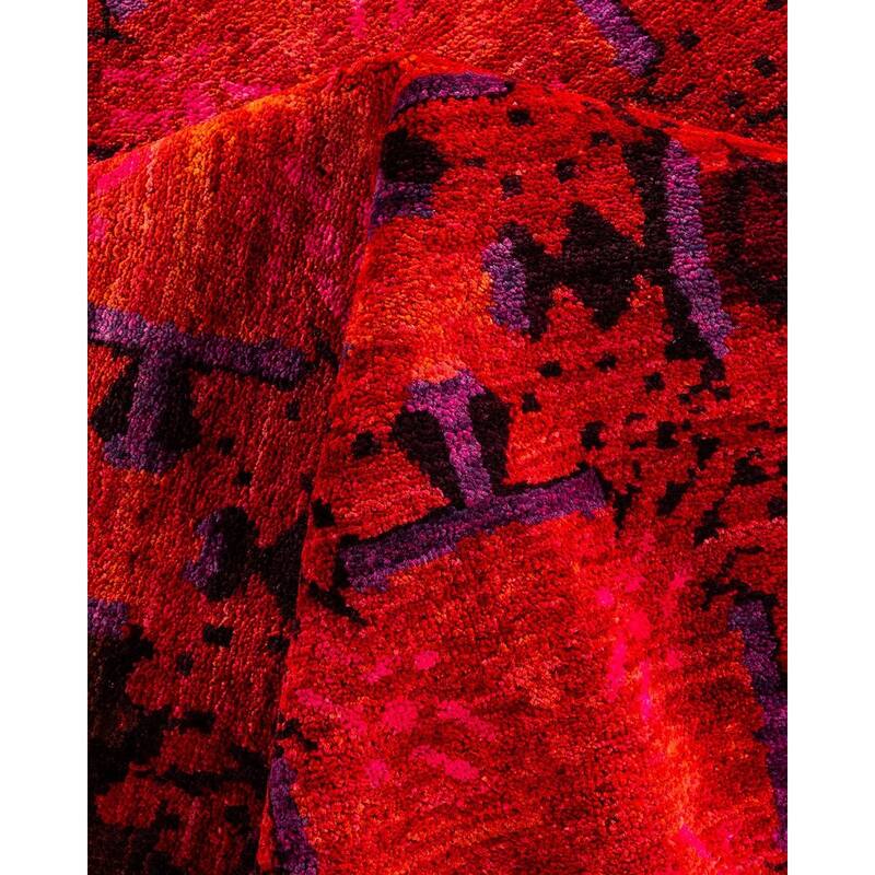 Overton Hand Knotted Wool Vintage Inspired Modern Contemporary Overdyed Orange Area Rug - 8' 3" x 10' 3"