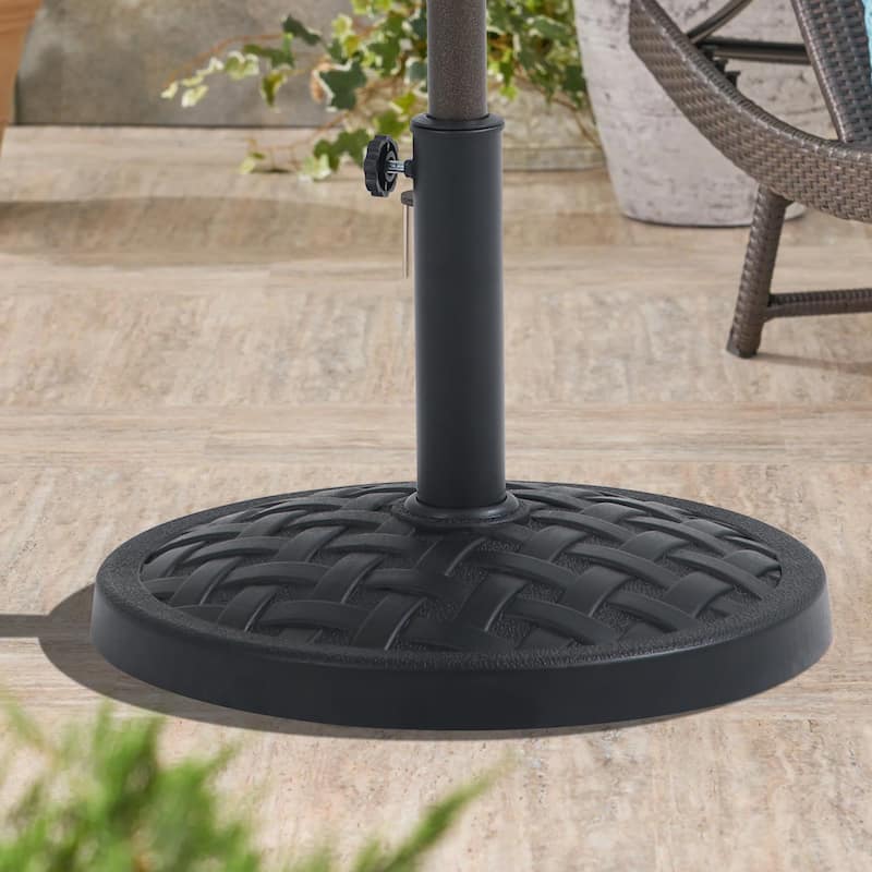 Resin Umbrella Stand Heavy Duty Round Base Standing Outdoor Black - Black