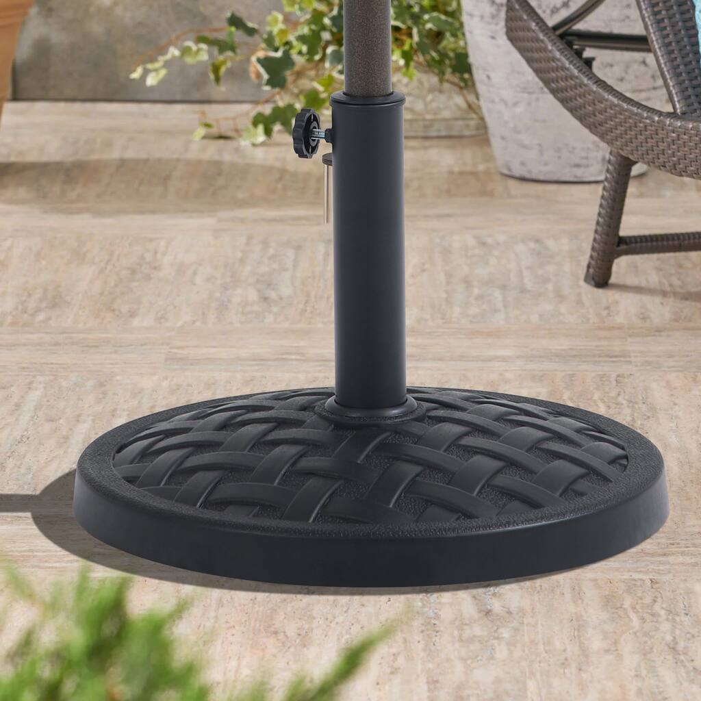 Resin Umbrella Stand Heavy Duty Round Base Standing Outdoor Black