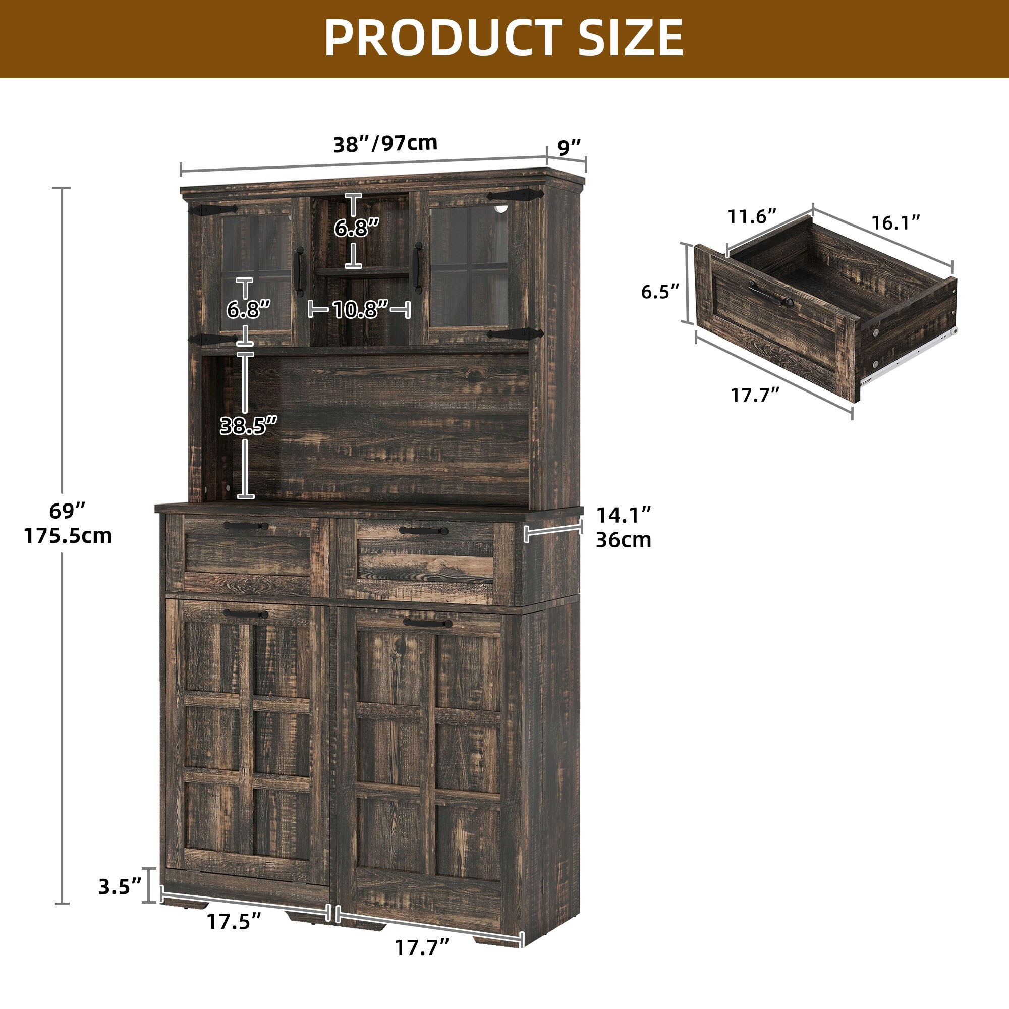 Rustic Farmhouse Pantry Cabinet for Kitchen Storage-image