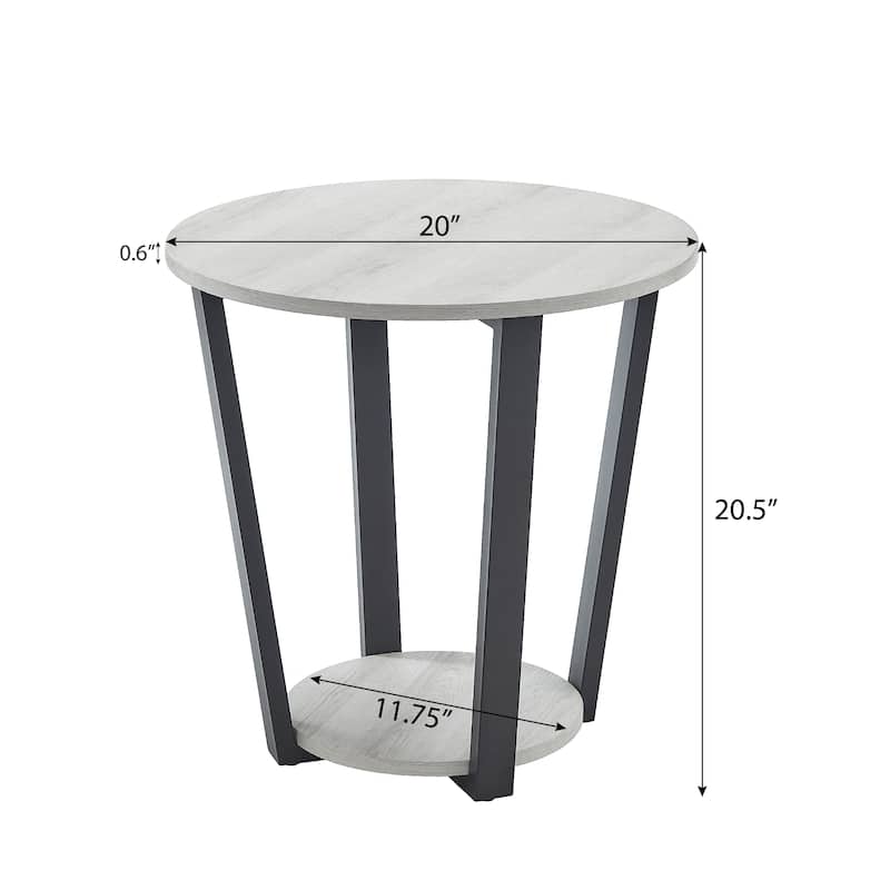 Elysian Contemporary Round End Table with Shelf,