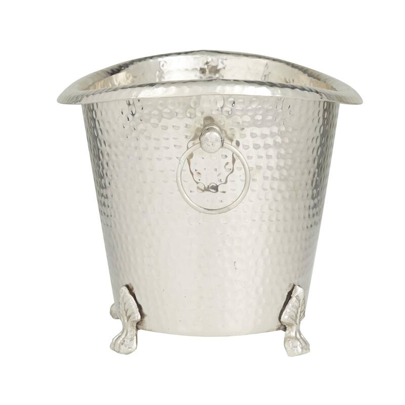 Aluminum Metal 4 or 6 Bottle Ice Bucket - Silver - Roche River Decor