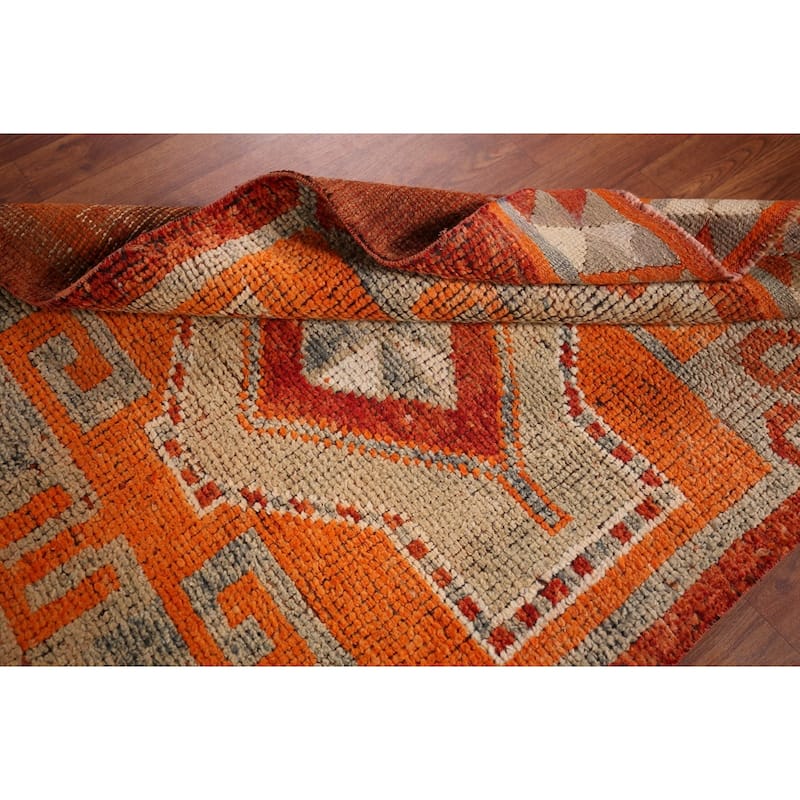 Transitional Oushak Oriental Vintage Runner Rug Handmade Wool Carpet - 3'2"x 11'9"