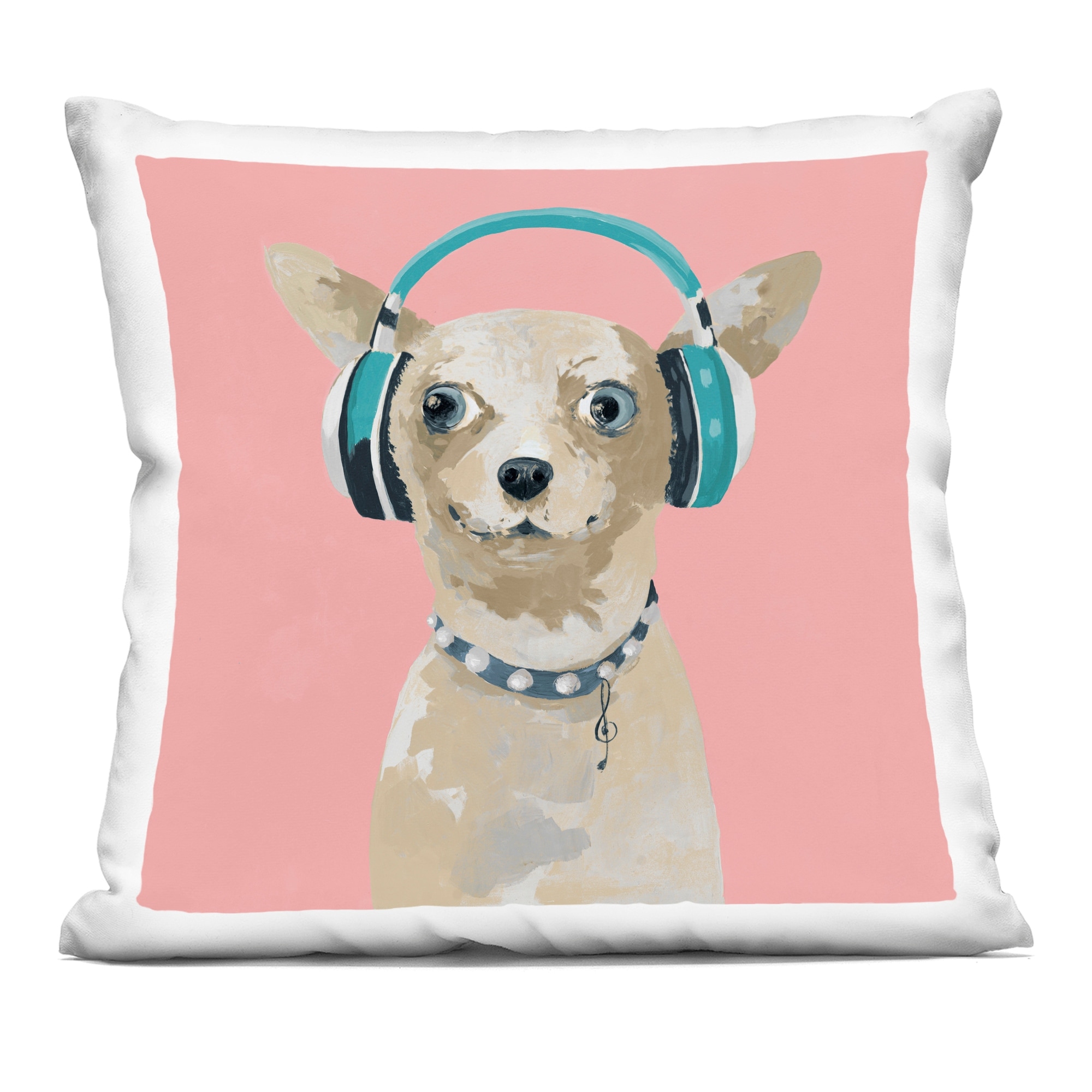 Stupell Jammin' Pup on Pink Decorative Printed Throw Pillow Design by Lorenzo Collective