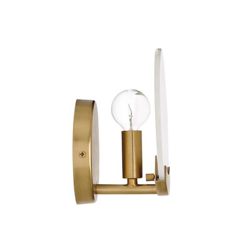 7" H x 7.25" W 1-Light Sconce in Aged Brass with Natural Alabaster Stone - 7"W x 8"H x 5"E