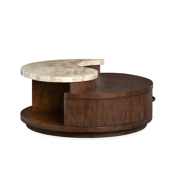 Magnussen Home Mcpherson Burnt Umber Round Cocktail Table with Casters - 40''W x 40''D x 17''H