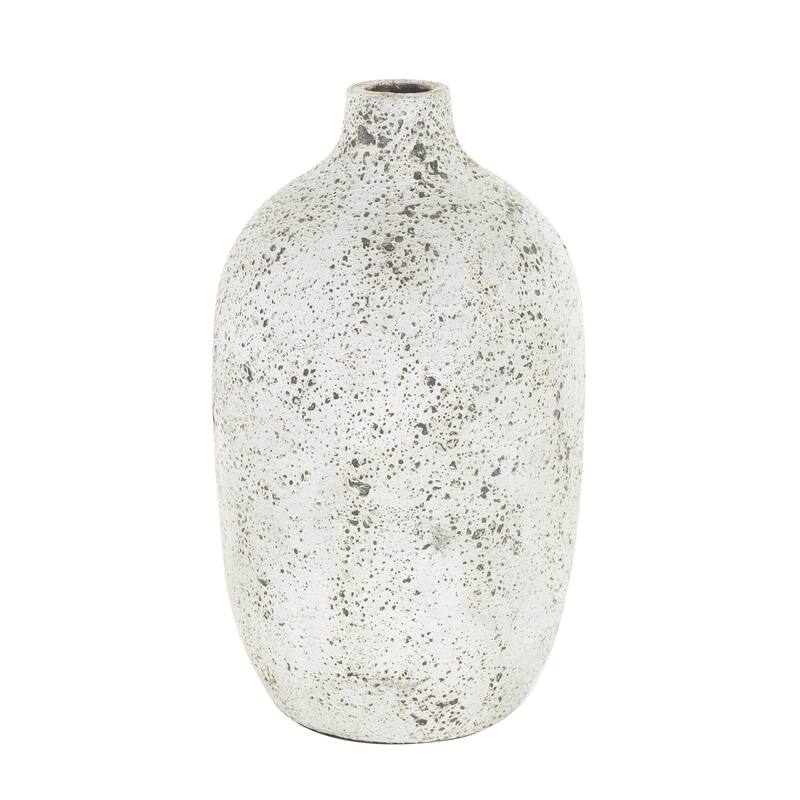 Ceramic Antique Style Textured Decorative Vase - White - Roche River Decor