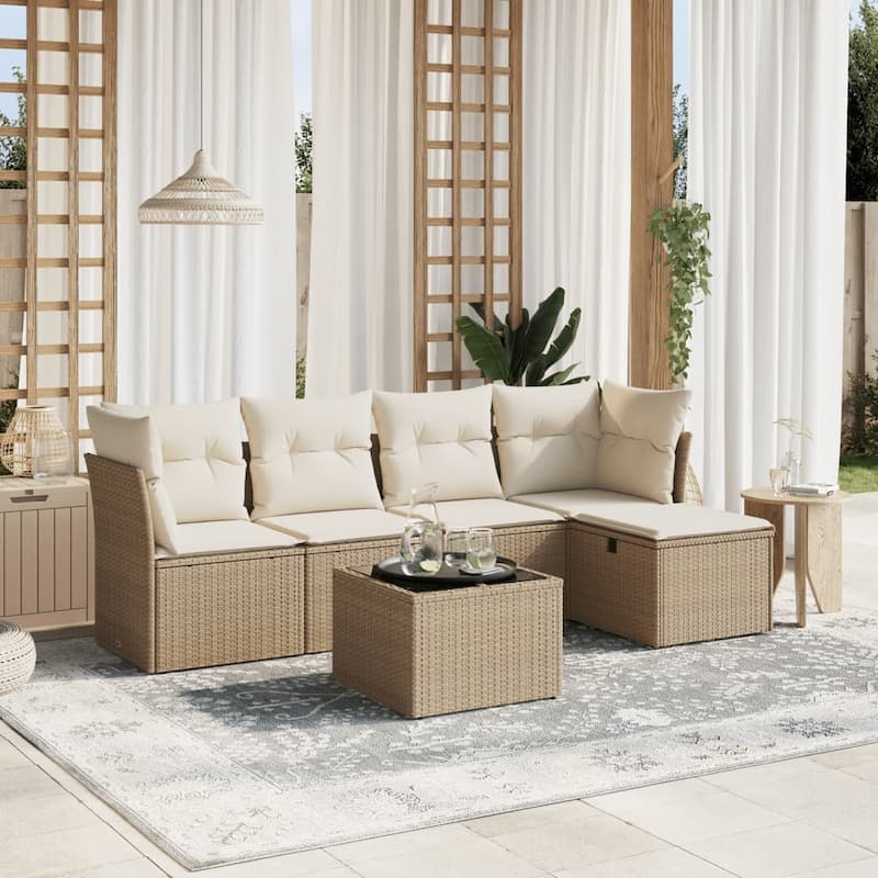 vidaXL Garden Sofa Set - Beige and cream 6 Piece Set