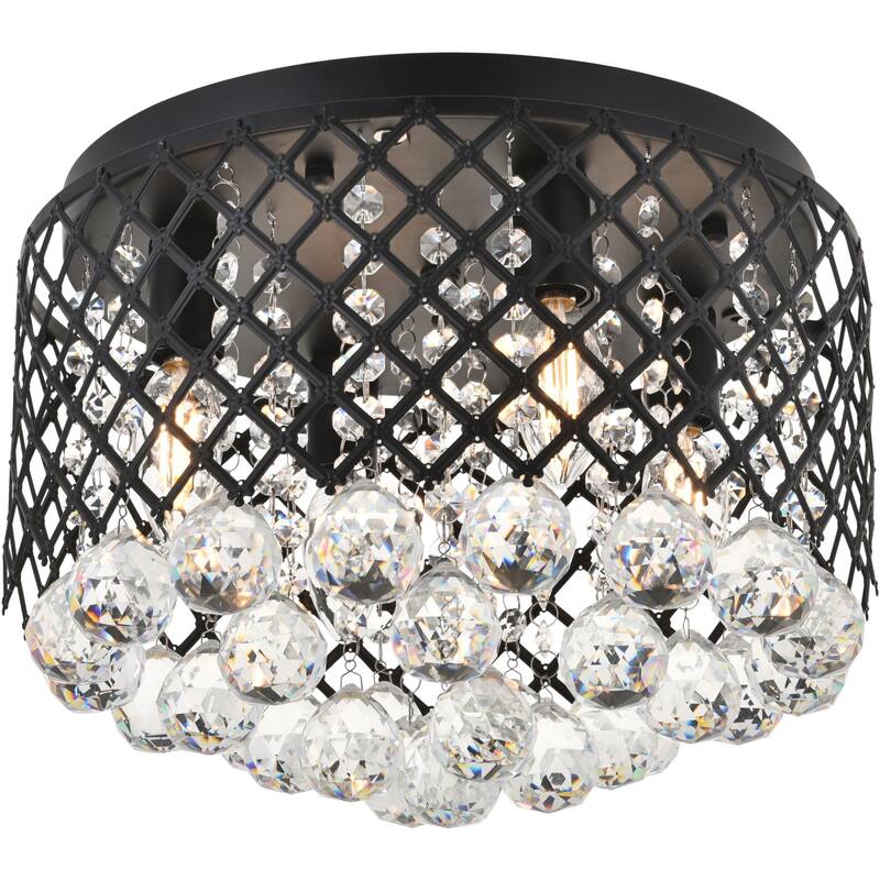 Elegant Lighting Tully 4 Light 14" Wide Flush Mount Drum Ceiling