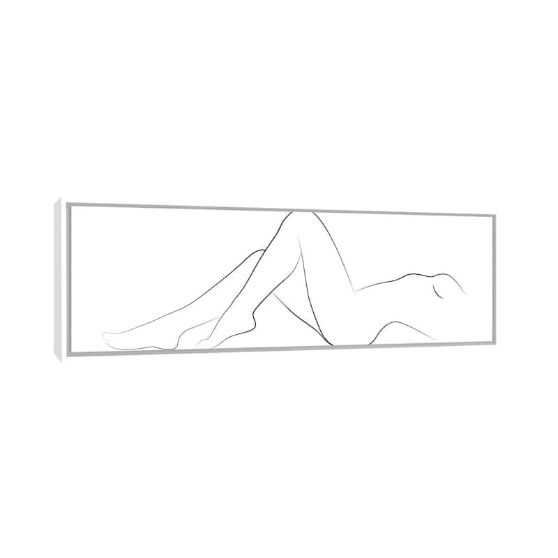 iCanvas "Woman Laying Down" by Blek Prints Framed Canvas Print - 16x48 - White