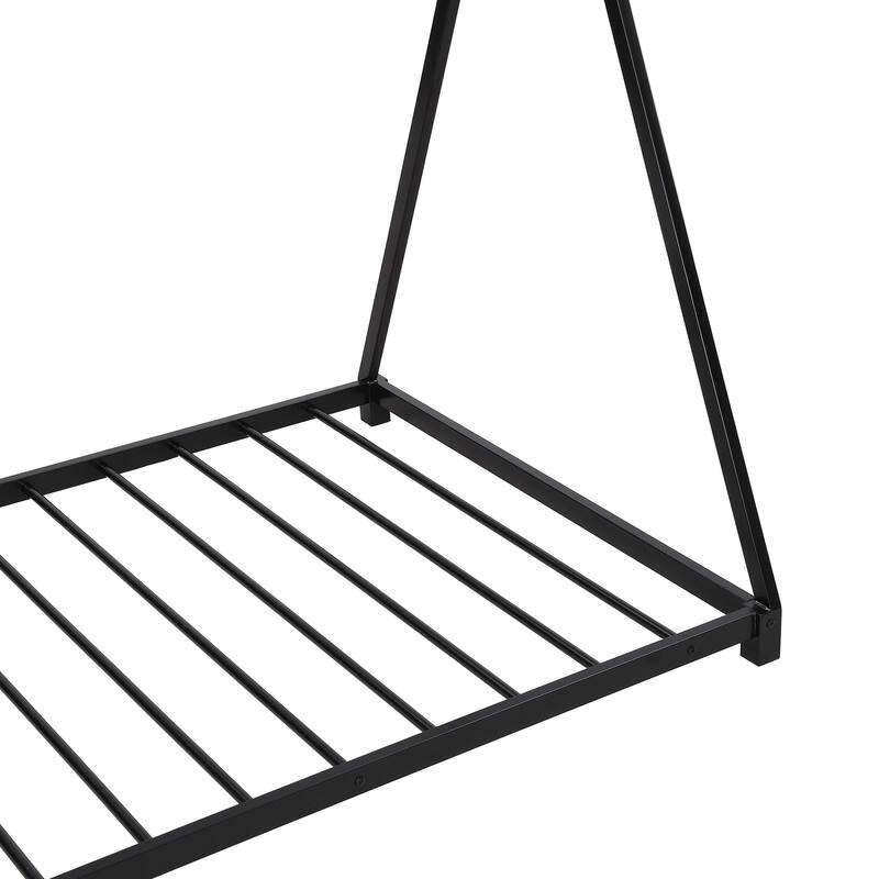Twin Size Metal House Platform Bed with Triangle Structure for Bedroom