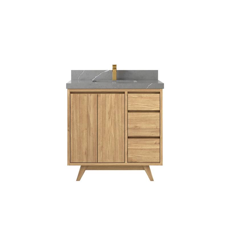 Willow Collections 36 in. W x 22 in. D Madison Teak Center Sink Bathroom Vanity with Countertop
