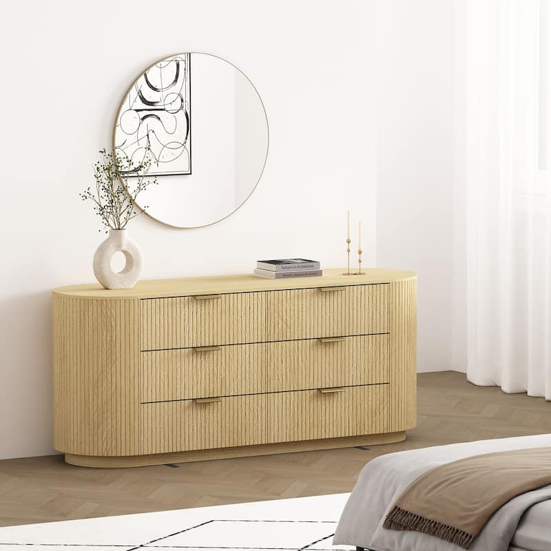 Manhattan Comfort Olivia 71" Dresser (6-Drawer) - Oak Gold