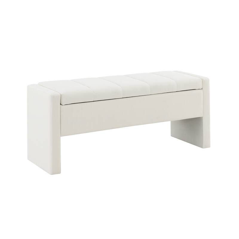 Modern Bed End Bench with Storage,Upholstered Large Foot Rest Stool, Comfy Window Vanity Bench for Living Room,Bedroom