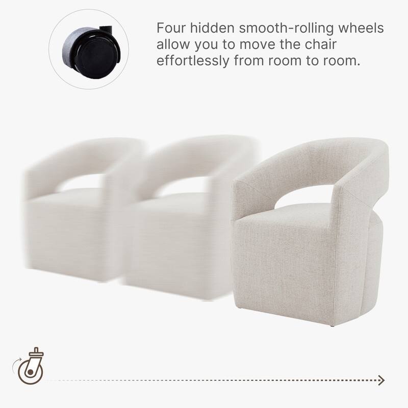 Spruce & Spring Joey Barrel Accent Chair with Casters for Living Room, Office, or Reading Nook