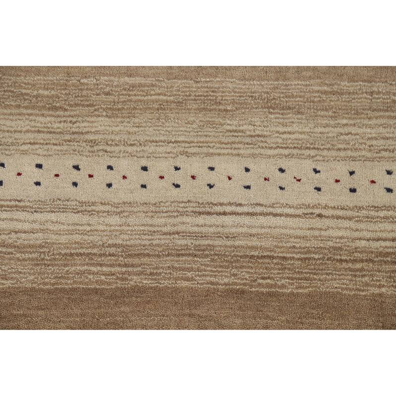 Hand Knotted Oriental 100% Wool Carpet Tribal Stripe Multi-Colored Gabbeh Area Rug - 5' 9'' X 4' 1''