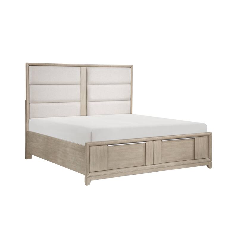 Merlot Platform Bed with Footboard Storage, King - Light Gray