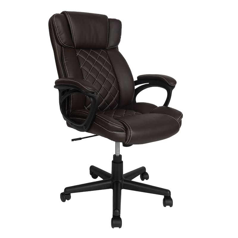 Techni Mobili Ergonomic Executive Office Chair High Back Faux Leather - Adjustable Height, Lumbar Support
