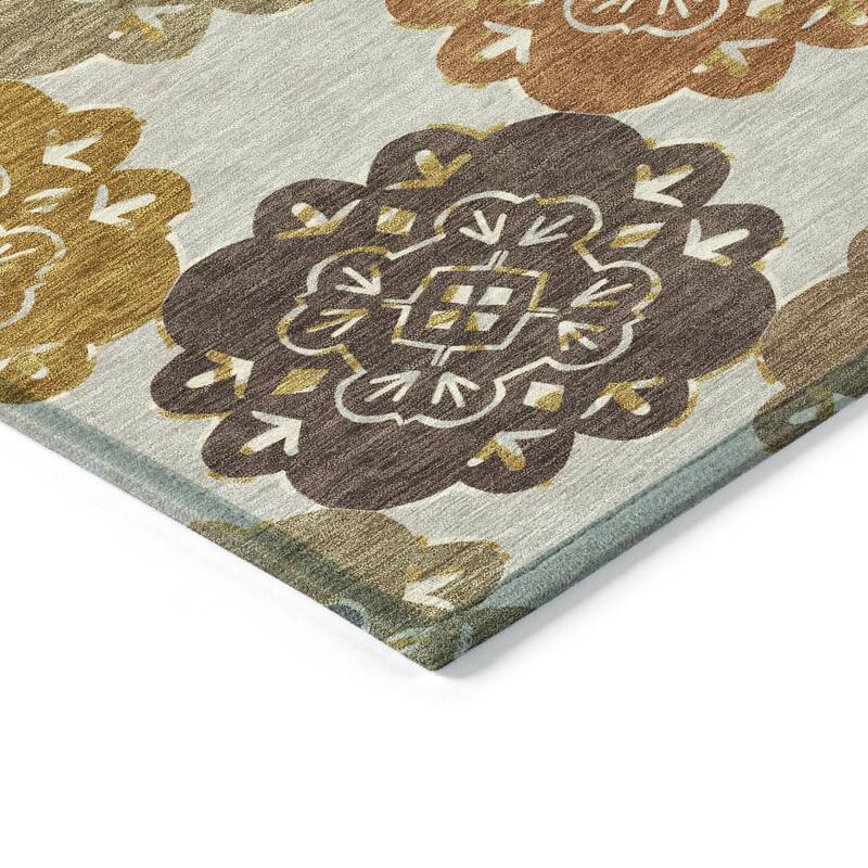 Machine Washable Indoor/ Outdoor Global Motif Chantille Rug