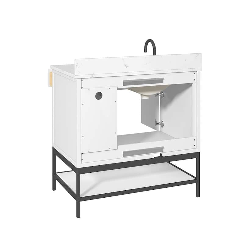 Avanity Paisley 36 in. Single Sink Vanity with Cala White Engineered Top