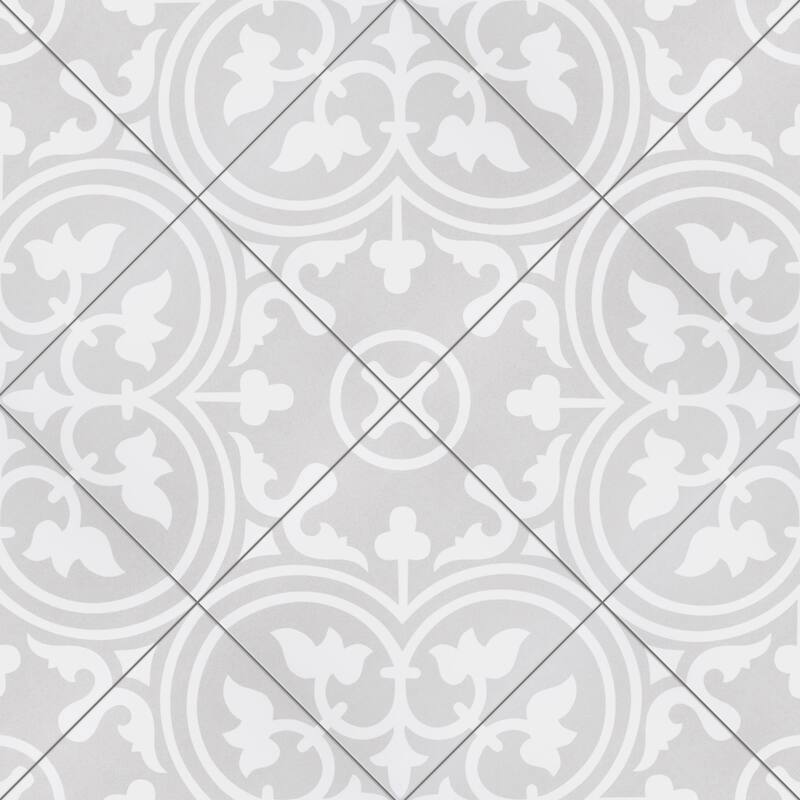 Merola Tile Arte Soft Grey 9-3/4" x 9-3/4" Porcelain Floor and Wall Tile