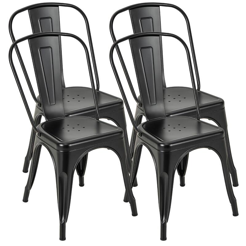 Gymax 18'' Metal Dining Chair High Back Bar Stools Set of 4 w/ - See Details