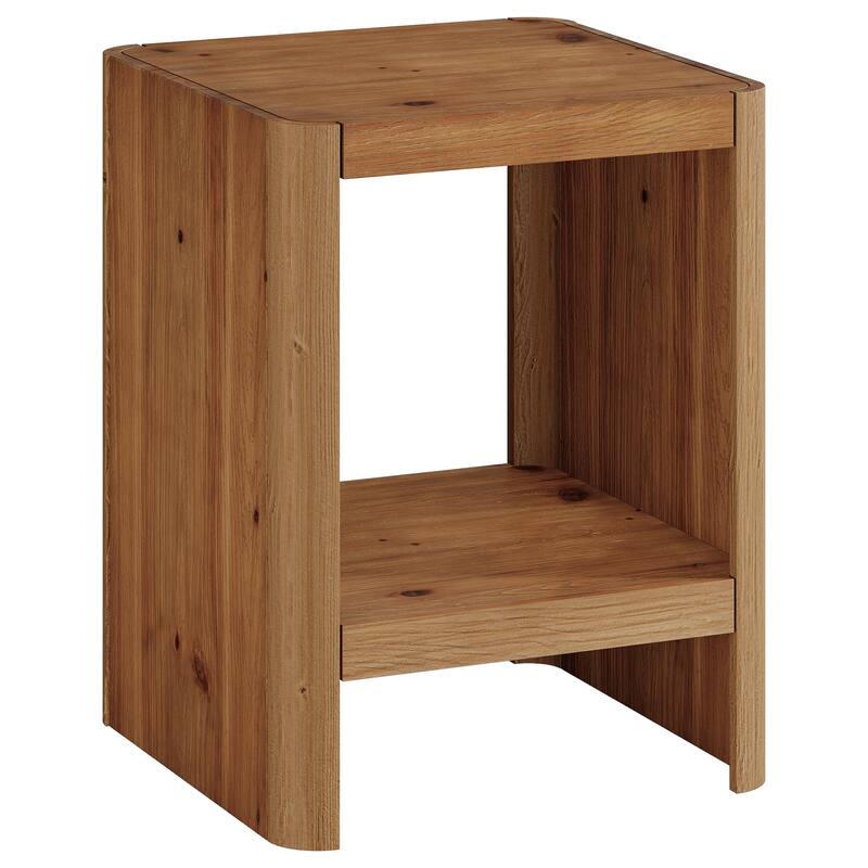 Solid Wood End Table, Side Table with Open Storage Shelf, Living Room Bedroom Accent Nightstand
