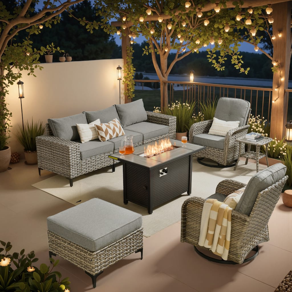 XIZZI Outdoor Patio Furniture Sectional Set with Swivel Chairs