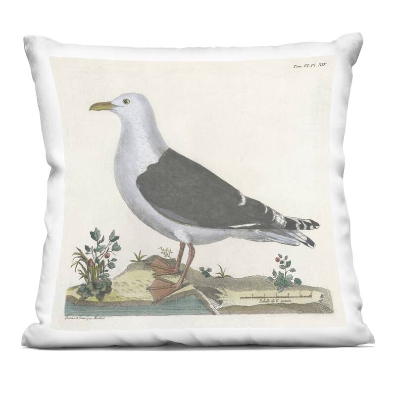 Stupell Vintage Seagull Study Diagram Decorative Printed Throw Pillow Design by Phillipa Katz - Accent - Polyester - Grey - Single