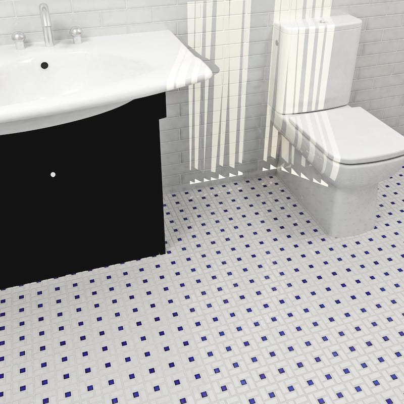 Merola Tile Spiral Blue and White 12-5/8" x 12-5/8" Porcelain Floor and Wall Tile