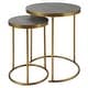 preview thumbnail 1 of 5, Round Top Brass Nesting Tables - 24" - Gray and Gold - Set of 2