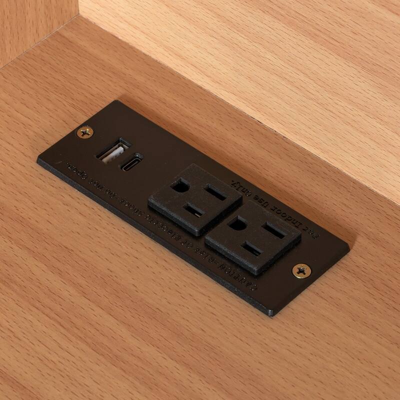 69"Tall Kitchen Pantry with Hutch, Multifunctional Storage Cabinet with Adjustable Shelf and Power Outlet