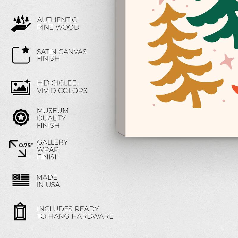 Wynwood Studio Canvas Holiday and Seasonal Dancing Pines Red Modern & Contemporary Wall Art Canvas Print