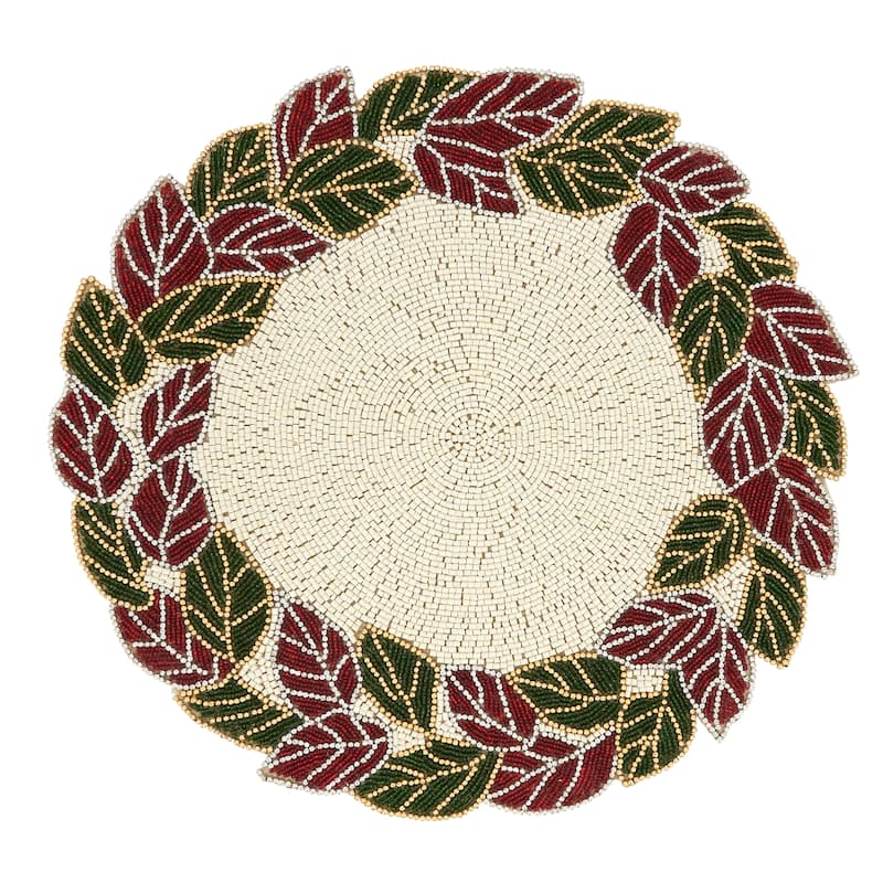 Placemats With Beaded Leaves Design (Set of 4)