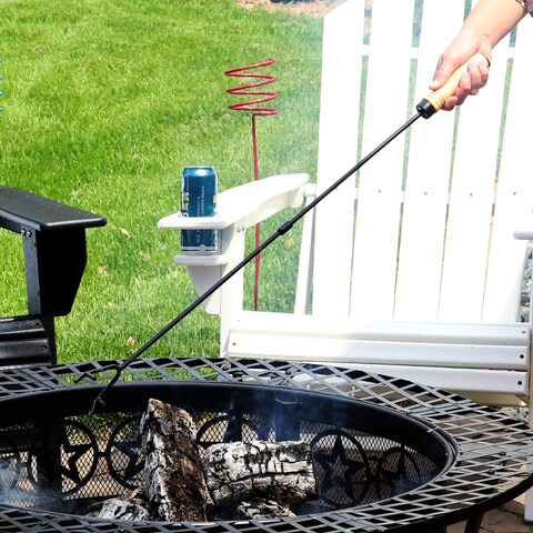 Sunnydaze Fire Poker 32" Steel Fireplace Fire Pit Accessory with Wood Handle