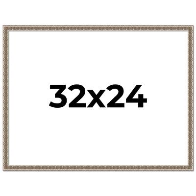 32x24 Frame Silver Versailles Ornate Solid Wood Picture Frame | 1 Inch