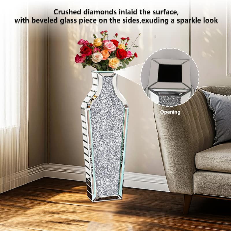 Tall Sparkling Crushed Diamond Floor Vase
