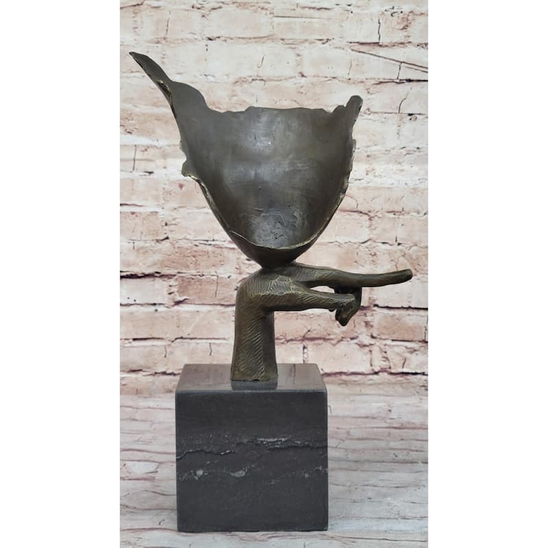 Dali Face Mask Floating Head Bronze Statue Sculpture Surreal Art 15 Inches X 12 Inches