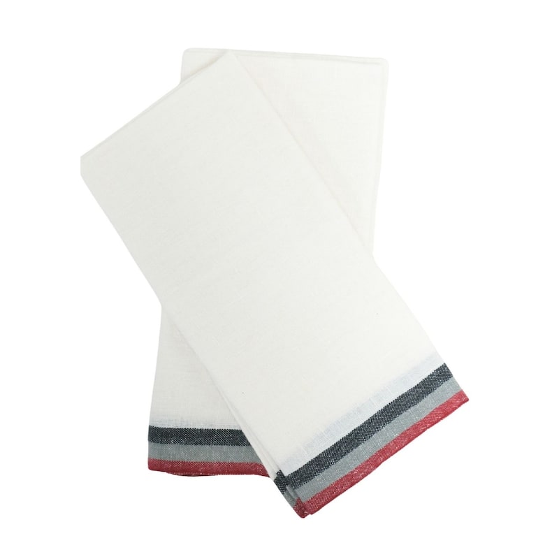 Caravan Normandy White Tea Towels - Set of 2 - 20 x 30"