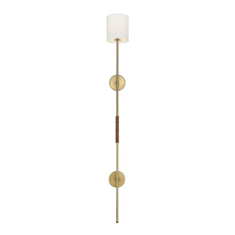 Trade Winds Nico 1-Light Wall Sconce in Natural Brass with Leather Accent