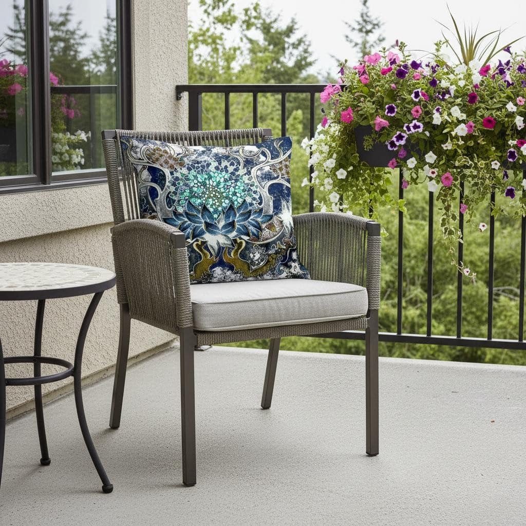 HomeRoots Set of Two 16" X 16" Blue and Green Blown Seam Floral Indoor Outdoor Throw Pillow - 16.00' X '16.00' X '5.00