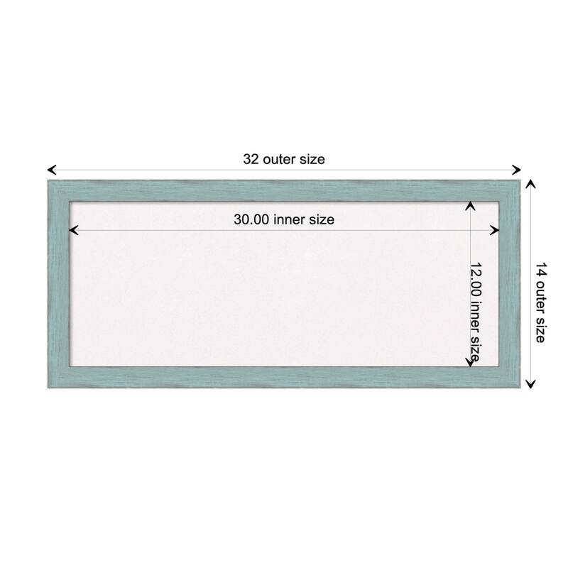 Sky Blue Rustic Wood Framed White Corkboard Bulletin Board - Board Size 30x12