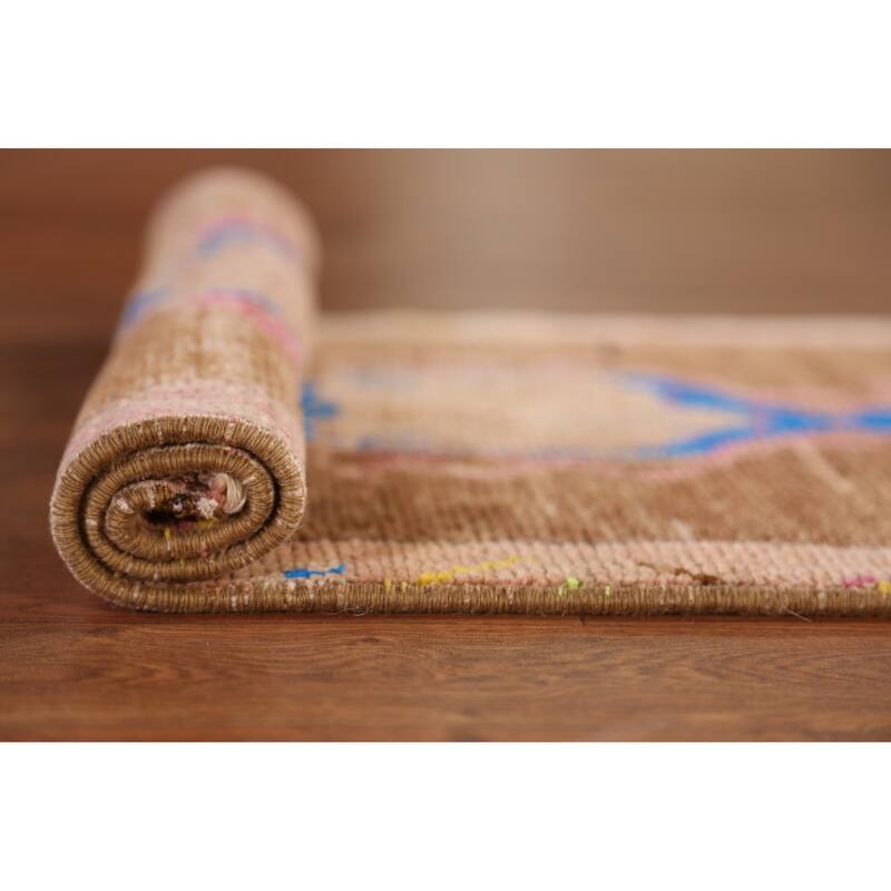 Hand Knotted Oriental 100% Wool Carpet Transitional Tribal Brown Anatolian Area Rug - 2' 8'' X 1' 6''
