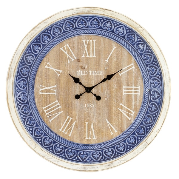 Aspire Home Accents 5919 Manderly 29-1/2" Diameter Wood Analog Clock - White