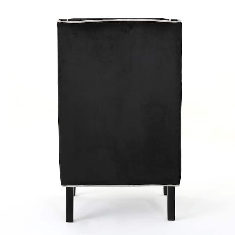 Black Modern 25.9" High Back Velvet Upholstered Club Chair with Wide Backrest