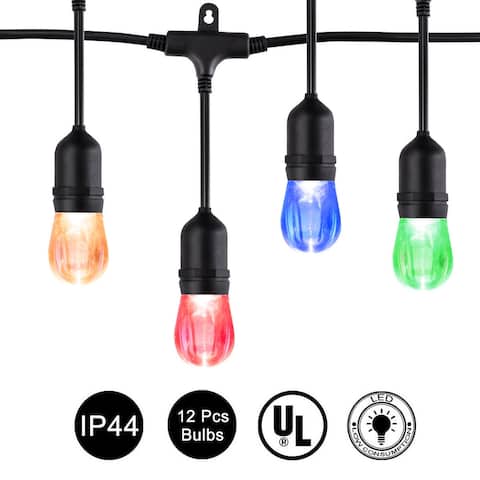 Costway 24FT LED Color Changing String Light Warm White RGB 12 Bulbs
