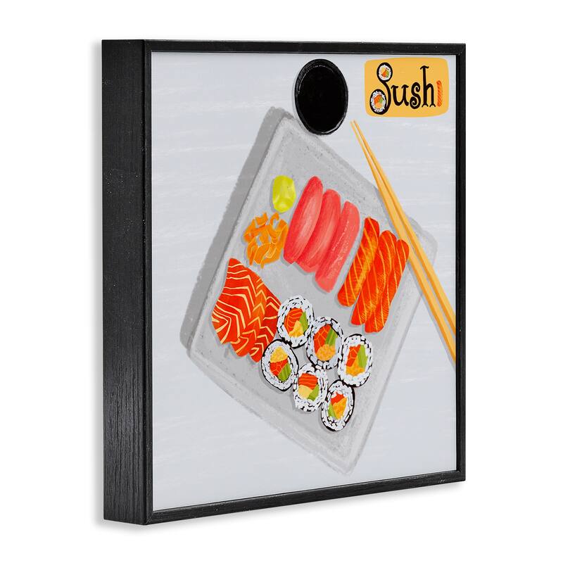 Stupell Delicious Sushi Plate Framed Giclee Art Design By Juliet Rose Philips