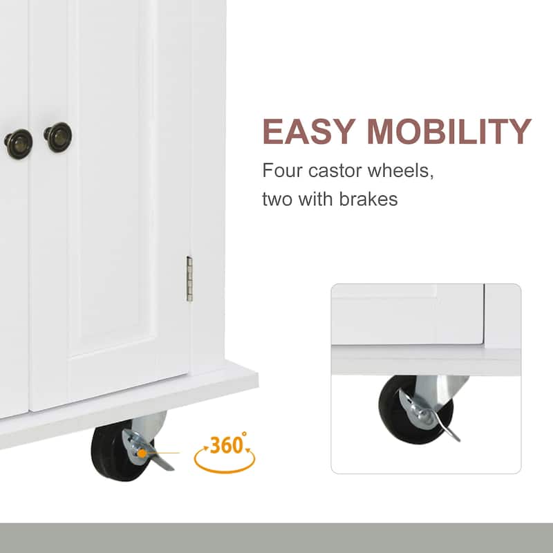 Kitchen Island on Wheels, Rolling Cart with Rubberwood Top, Spice Rack, Towel Rack and Drawers for Dining Room