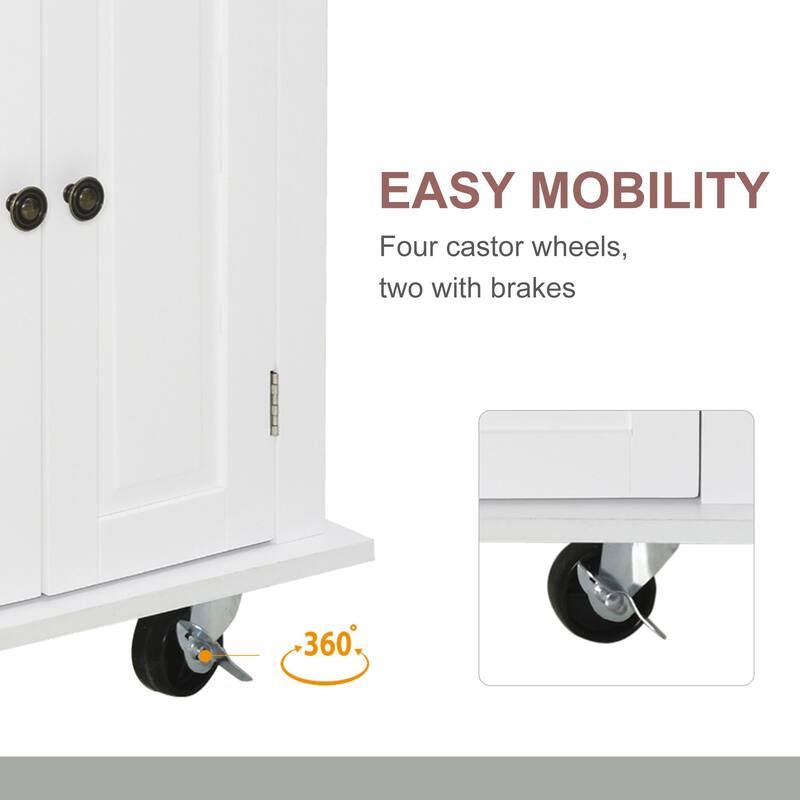 Modern Rolling Kitchen Island Cart With Spice Rack(no include stool)