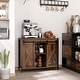 preview thumbnail 1 of 7, HOMCOM Industrial Sideboard, Buffet Cabinet with Sliding Barn Doors, Storage Cabinets and Adjustable Shelves for Living Room Brown